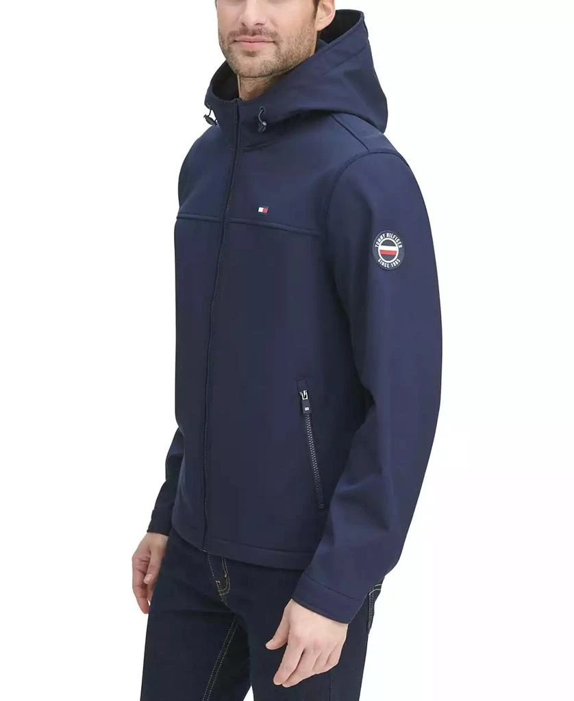 商品Tommy Hilfiger|男式logo图案连帽软壳夹克 防水面料,价格¥470,第3张图片详细描述