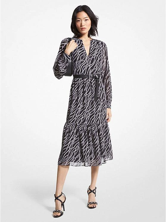 商品Michael Kors|Status Print Georgette Midi Dress,价格¥442,第1张图片