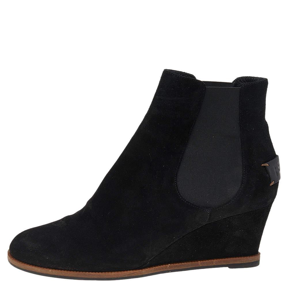 Fendi Black Suede Black Ankle Boots Size 41商品第2张图片规格展示