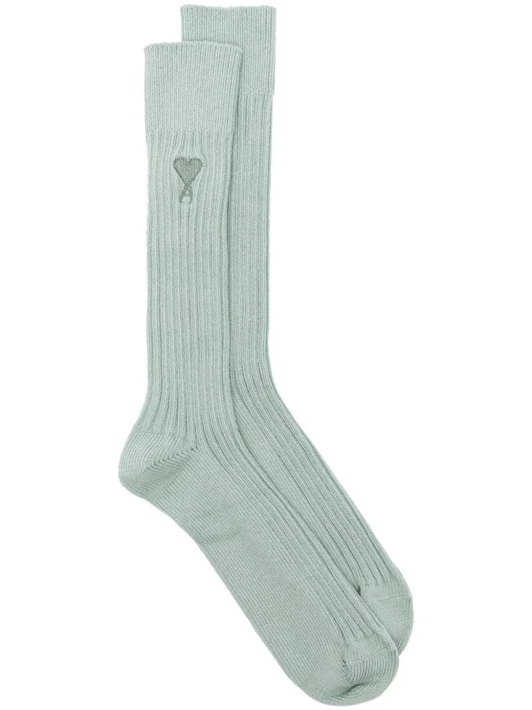 商品AMI|Ami de Coeur-monogram ribbed-knit socks,价格¥361,第1张图片