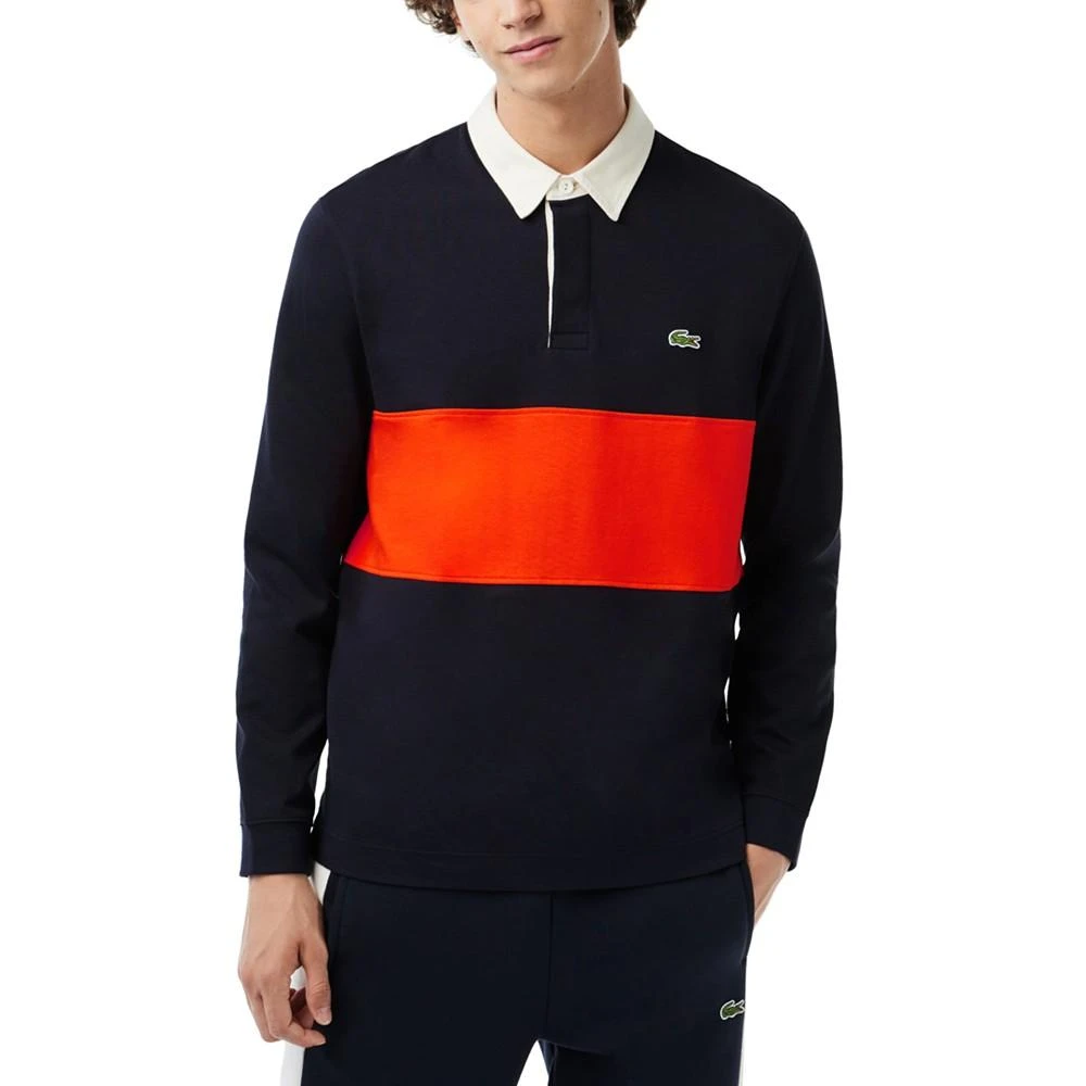 商品Lacoste|Men's Regular-Fit Colorblocked Long-Sleeve Polo,价格¥906,第1张图片