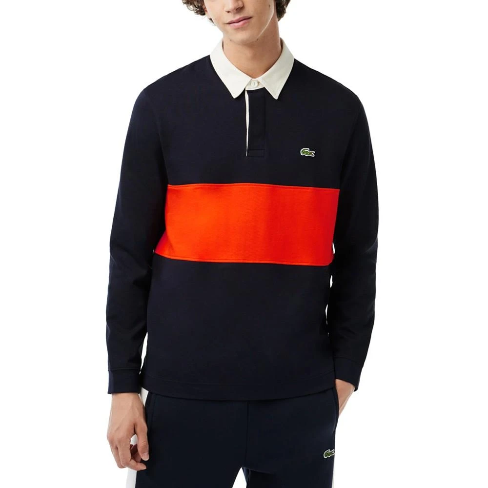 商品Lacoste|Men's Regular-Fit Colorblocked Long-Sleeve Polo,价格¥696,第1张图片