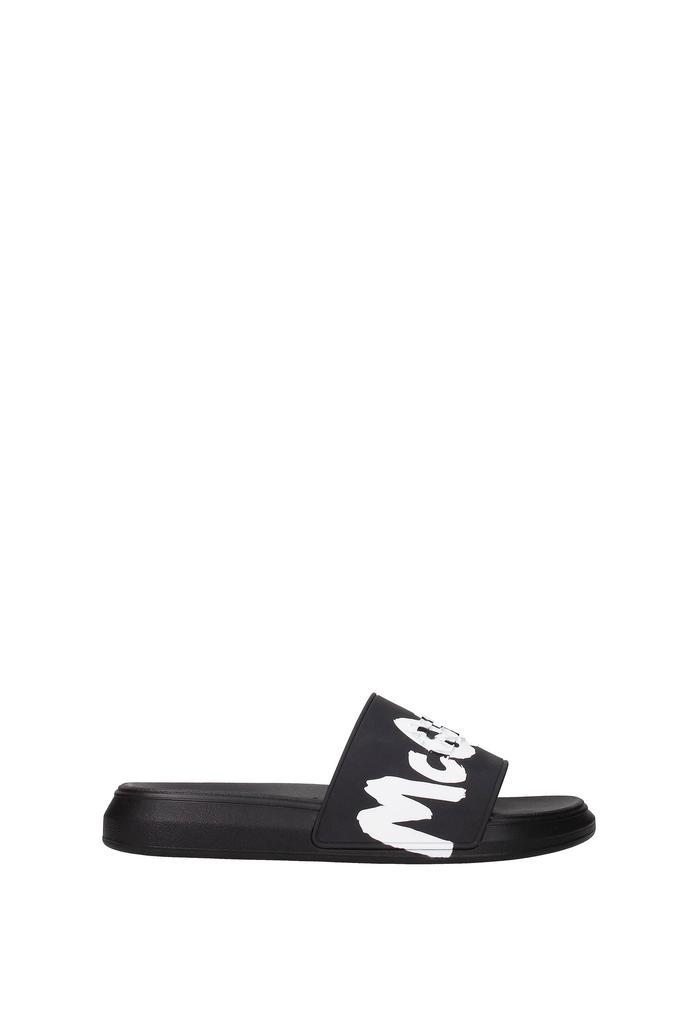 商品Alexander McQueen|Slippers and clogs Rubber Black White,价格¥1341-¥2533,第1张图片