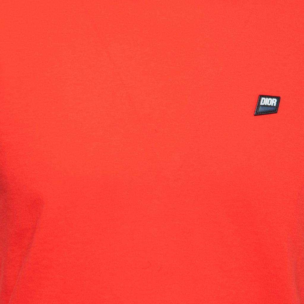 商品[二手商品] Dior|Dior Homme Red Cotton Logo Appliqued Short Sleeve T-Shirt S,价格¥839,第5张图片详细描述