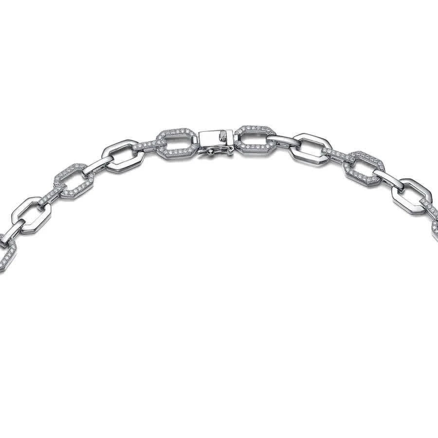 商品Megan Walford|CZ SS White Gold Plated Square Shape Linked Necklace,价格¥1927,第2张图片详细描述