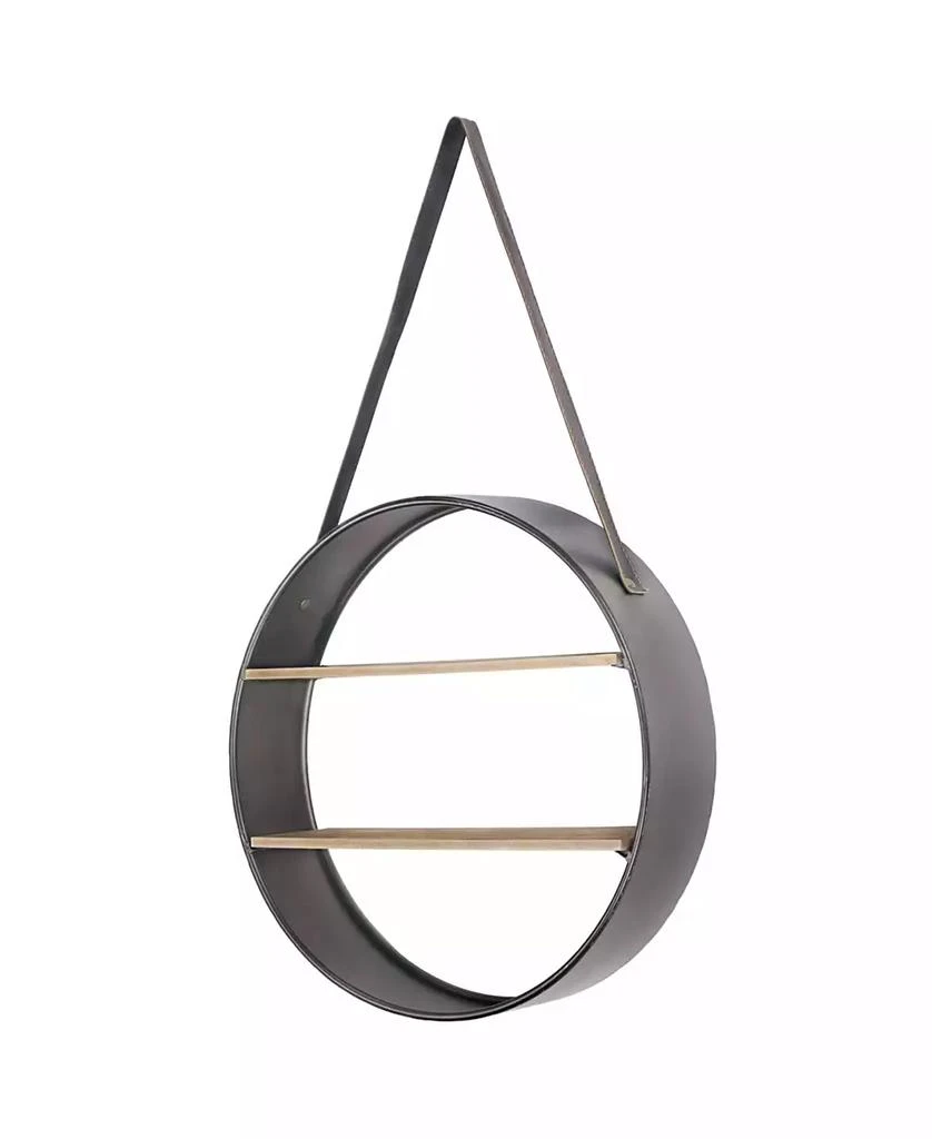 商品Crystal Art Gallery|American Art Decor and Wood Round Hanging Wall Shelf with Strap,价格¥606,第1张图片