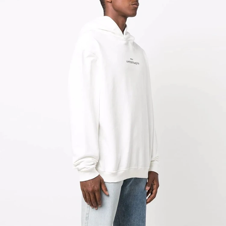 商品[国内直发] MAISON MARGIELA|梅森马吉拉 FW21 倒置Logo刺绣长袖连帽卫衣 男款 白色,价格¥5079,第4张图片详细描述