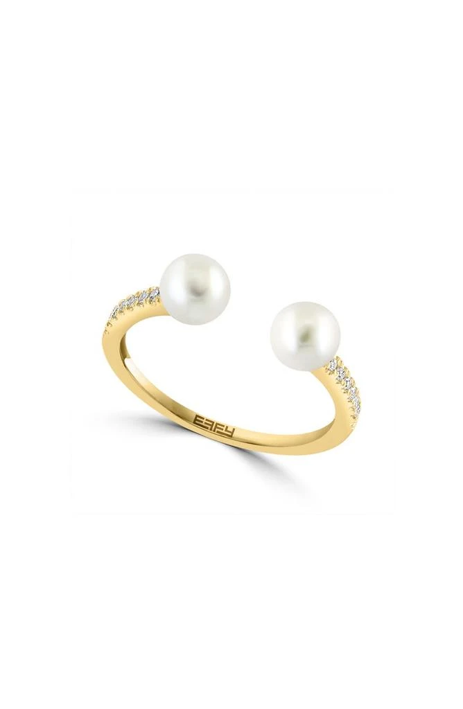 商品Effy|14K Yellow Gold Freshwater Pearl & Diamond Ring,价格¥2398,第1张图片