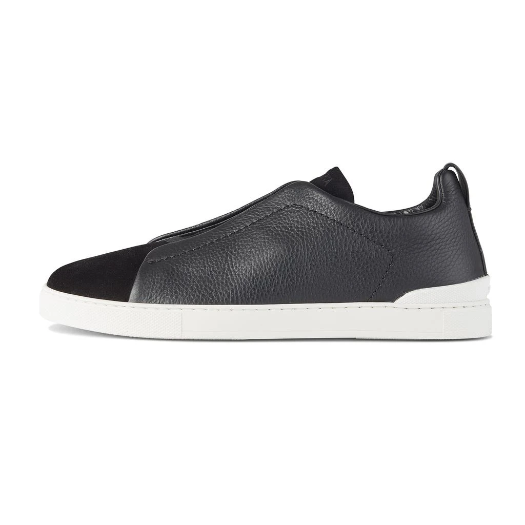 商品Zegna|ZEGNA TRIPLE STITCH LOW-TOP SNEAKER IN BLACK GRAINED LEATHER (Black),价格¥3797,第1张图片