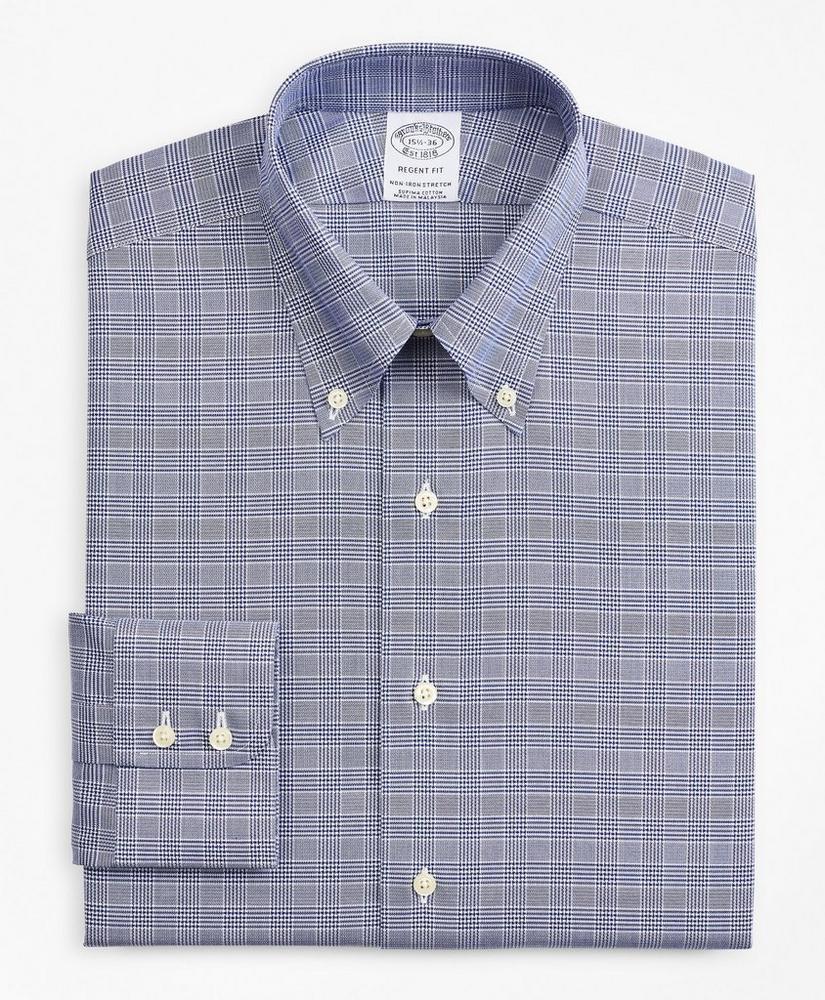商品Brooks Brothers|Stretch Regent Regular-Fit Dress Shirt, Non-Iron Royal Oxford Button-Down Collar Glen Plaid,价格¥522,第6张图片详细描述