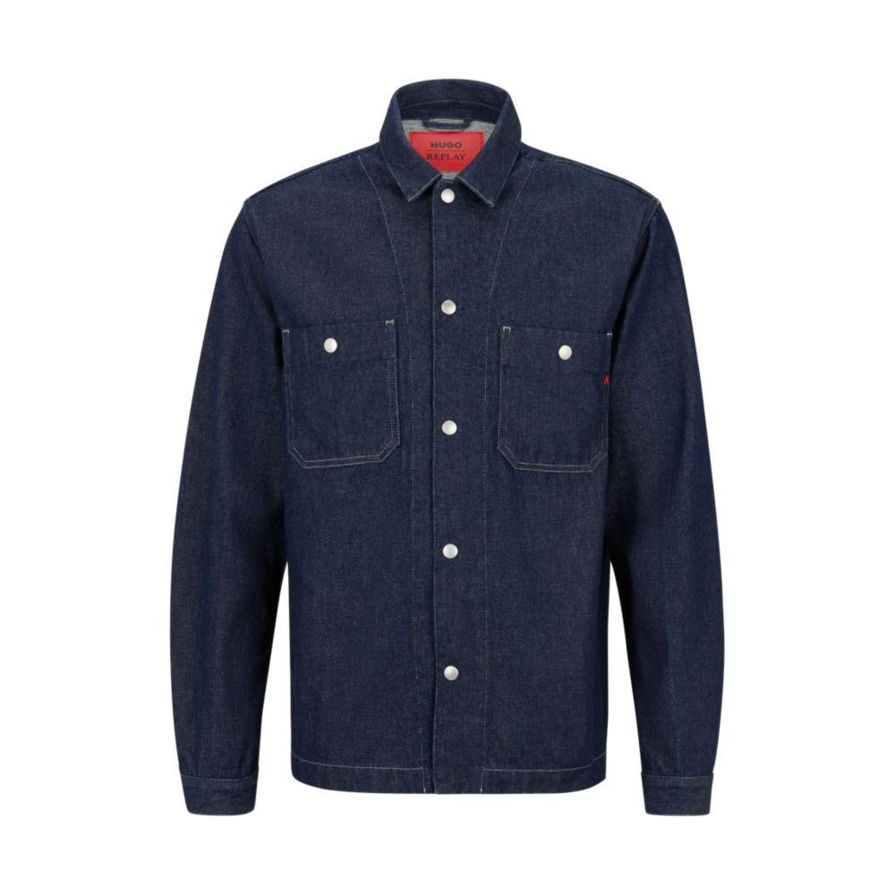 商品Hugo Boss|HUGO | REPLAY regular-fit jacket in dark-blue denim,价格¥985,第1张图片