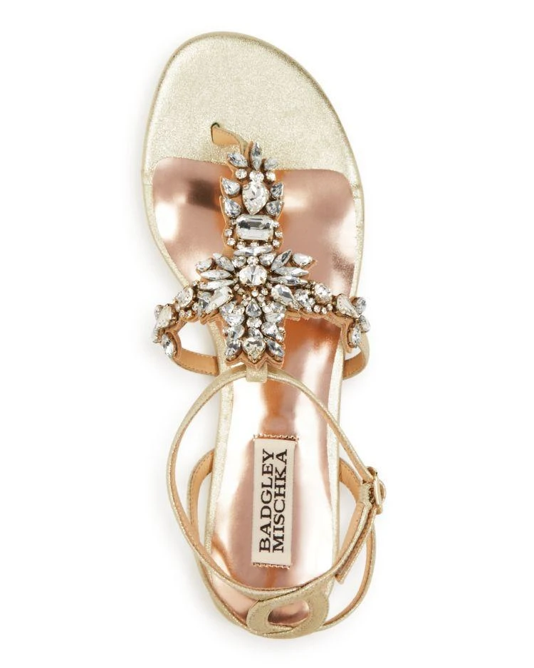 商品Badgley Mischka|Women's Cara II Embellished Flat Sandals,价格¥1022,第3张图片详细描述