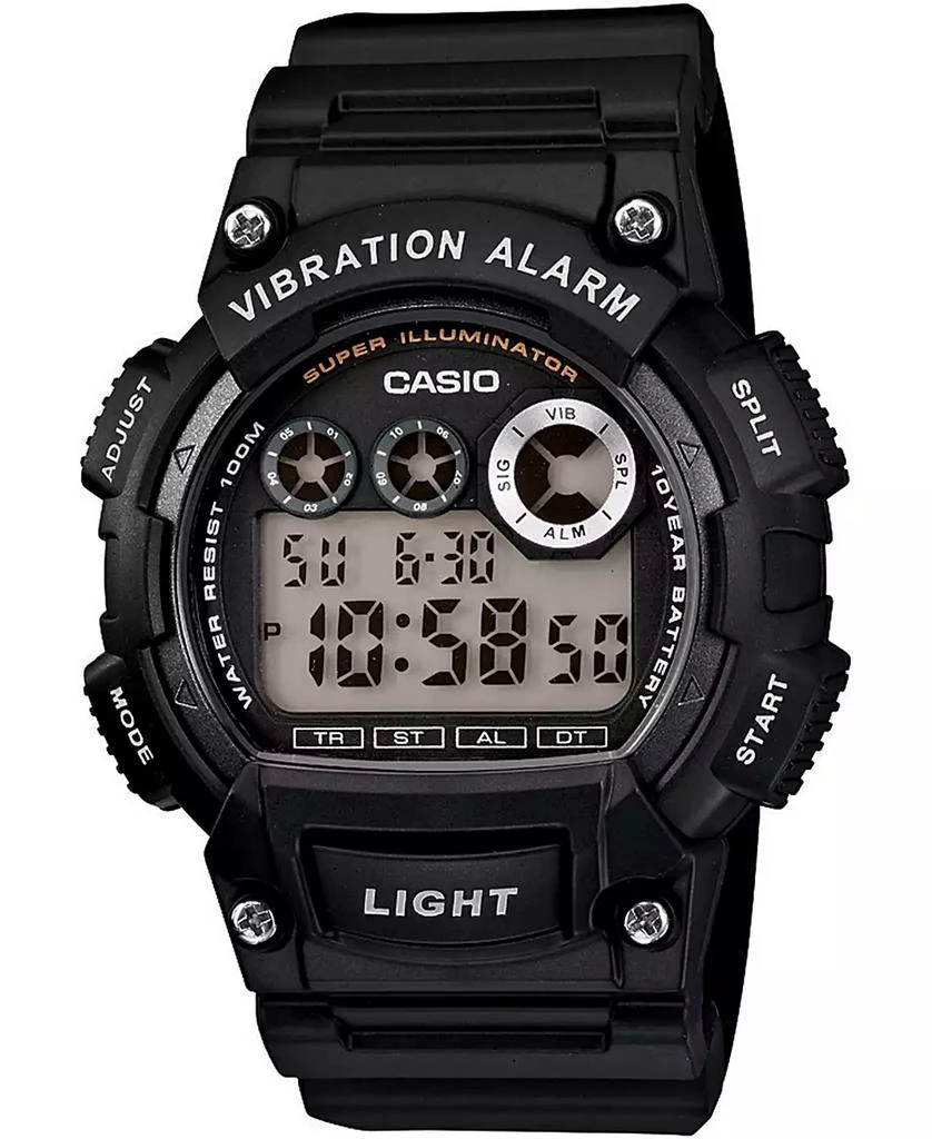 商品Casio|Men's Digital Black Resin Strap Watch 44mm,价格¥302,第1张图片