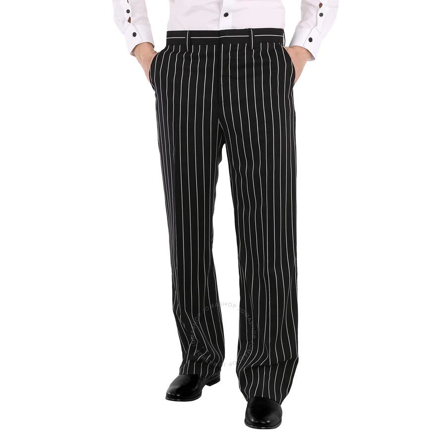 商品Burberry|Black Stretch Wool Pinstriped Wide-leg Tailored Trousers,价格¥942,第1张图片