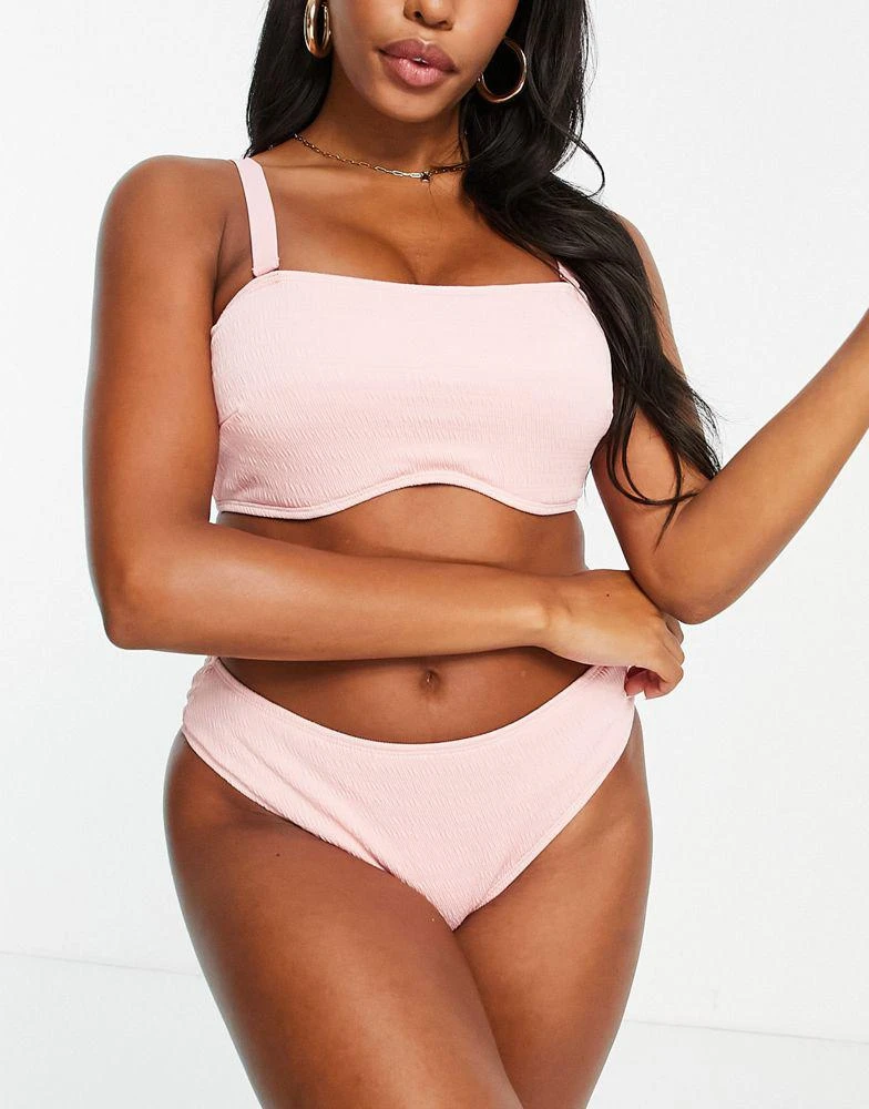 商品Ivory Rose|Ivory Rose Fuller Bust mix and match crinkle crop bikini top in blush pink DD,价格¥139,第2张图片详细描述