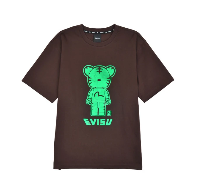 商品Evisu|【享贝家】（国内现货-QD）Evisu 福神 图案印花正面老虎短袖T恤 男女同款 咖色 EU5UTS921BR,价格¥114,第1张图片
