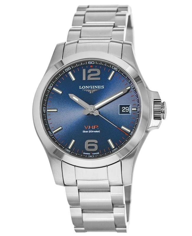 商品Longines|Longines Conquest V.H.P. Stainless Steel Blue Dial Men's Watch L3.716.4.96.6,价格¥6208,第1张图片