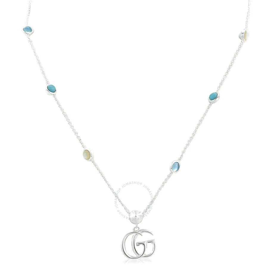 商品Gucci|GG Marmont Mother of Pearl & Topaz Double G Pendant Necklace,价格¥3020,第1张图片