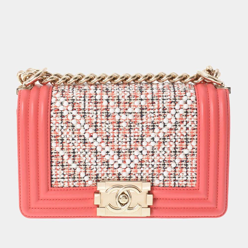 商品[二手商品] Chanel|Chanel Pink Leather Chevron Small Boy Flap Bag Shoulder Bag,价格¥36847,第1张图片