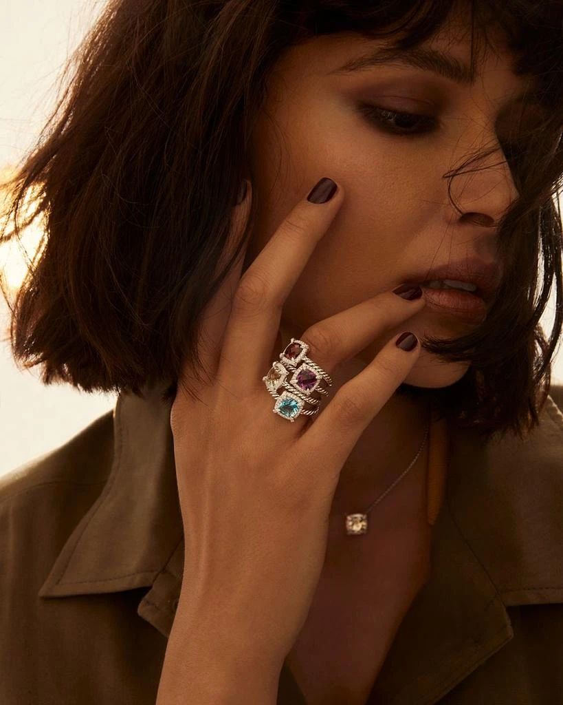 Sterling Silver Petite Chatelaine® Ring with Blue Topaz & Diamonds - Exclusive 商品