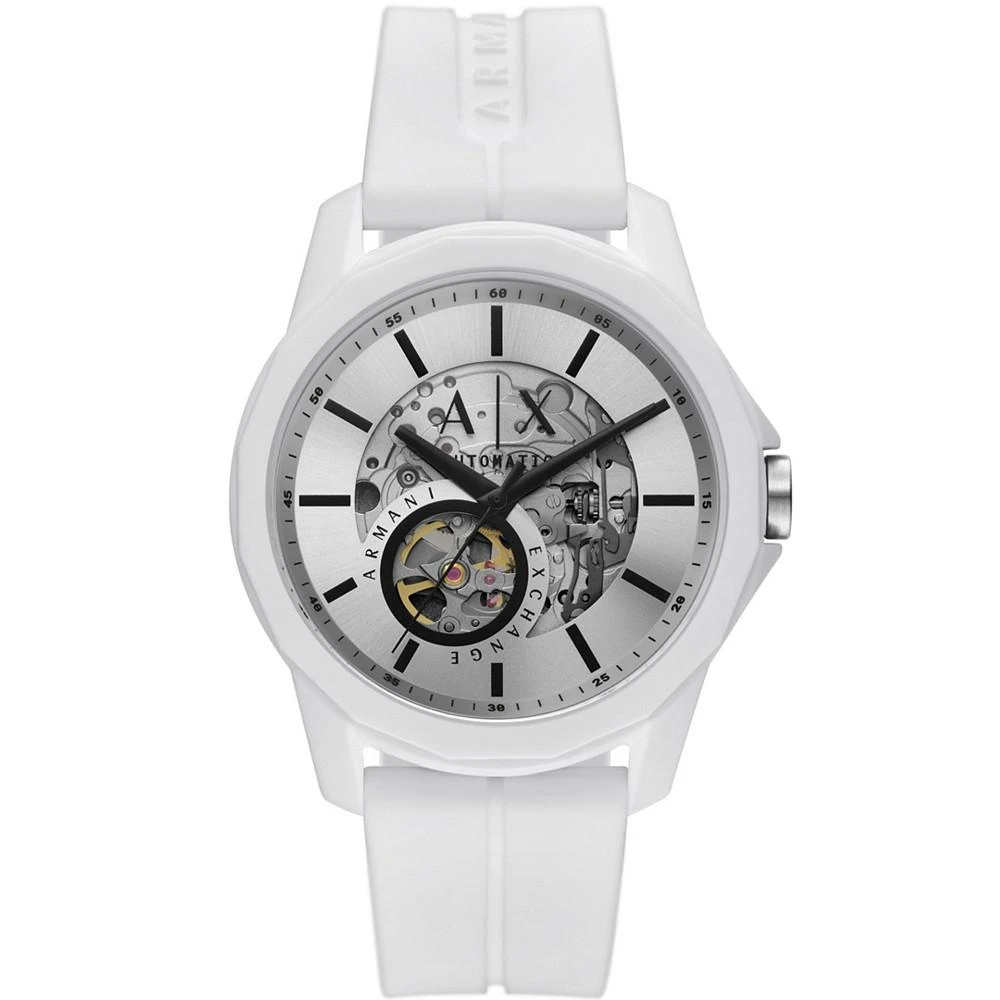 商品Armani Exchange|Men's Automatic in White Case with White Silicone Strap Watch, 44mm,价格¥1796,第1张图片