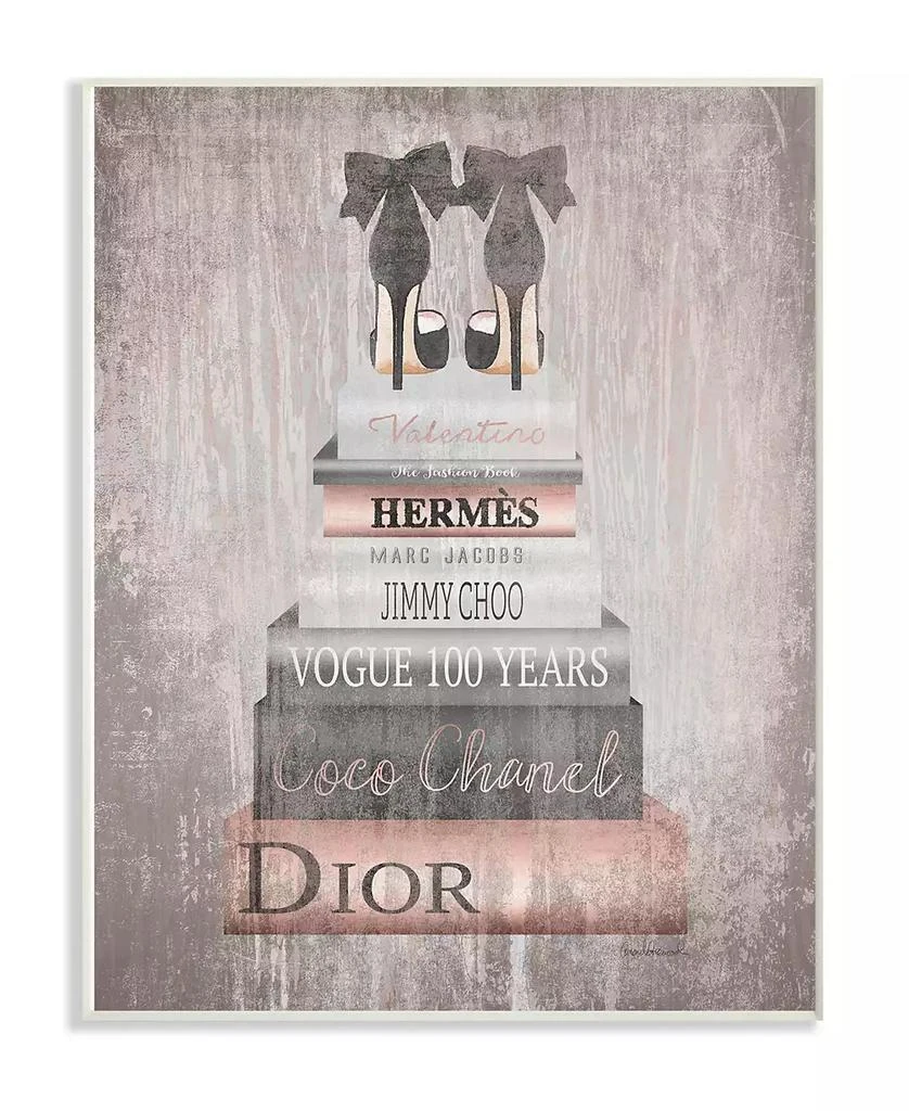 商品Stupell Industries|Book Stack Heels Metallic Pink Wall Plaque Art, 10" x 15",价格¥177,第1张图片