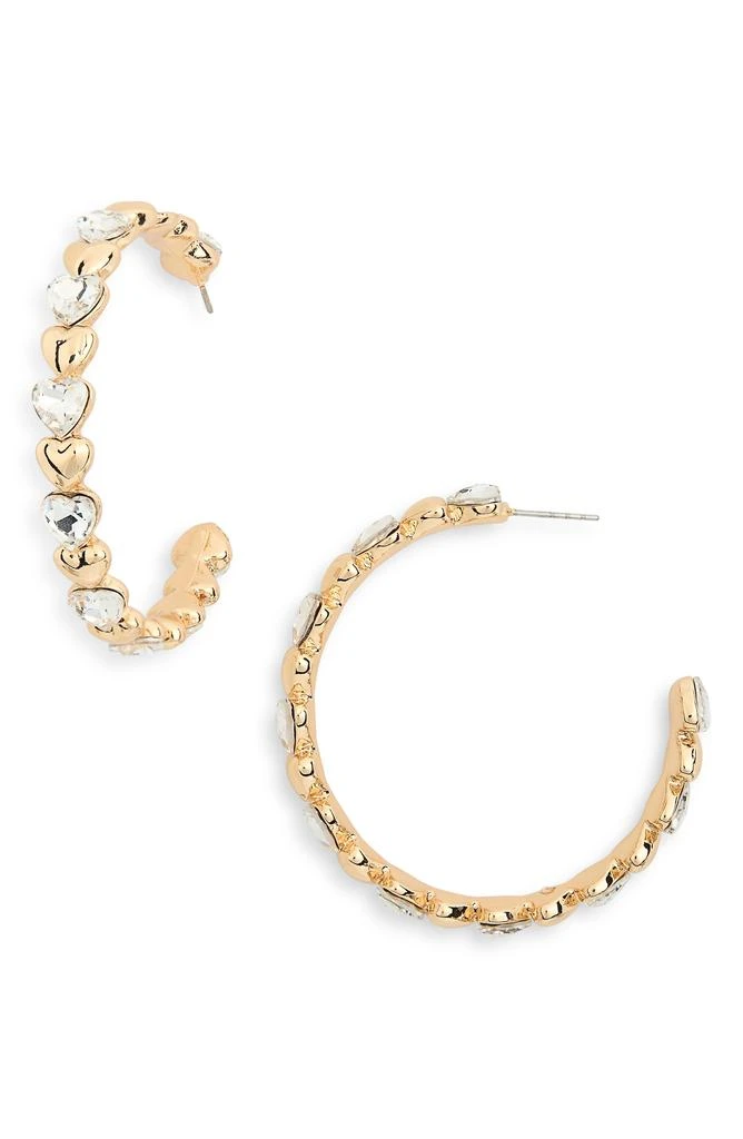 商品Nordstrom|Alternating Crystal Heart Hoop Earrings,价格¥42,第1张图片