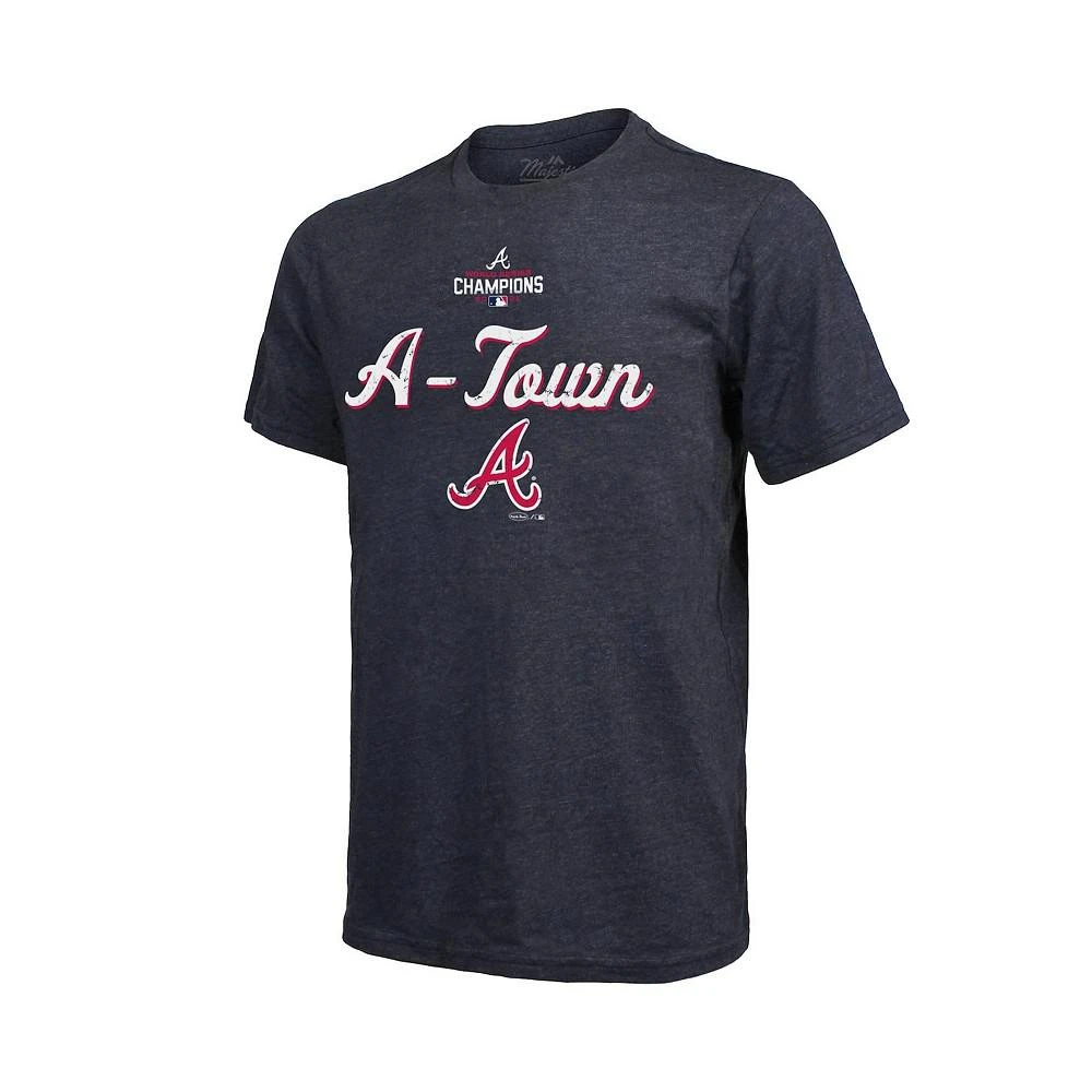 商品Majestic|Men's Threads Navy Atlanta Braves 2021 World Series Champions Team Saying Tri-Blend T-shirt,价格¥246,第3张图片详细描述
