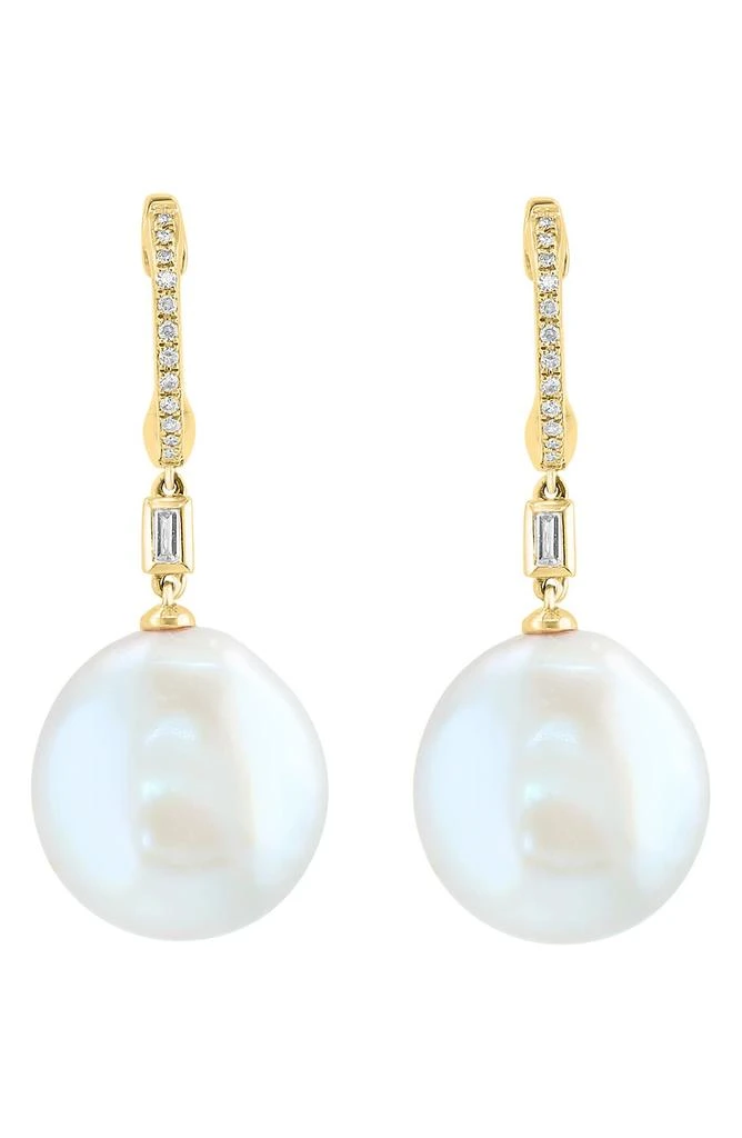 商品Effy|14K Yellow Gold Diamond & Freshwater Pearl Drop Earrings - 0.14 ctw,价格¥4309,第2张图片详细描述