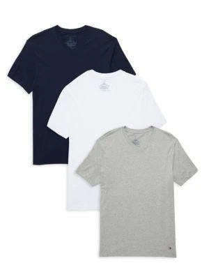 商品Tommy Hilfiger|汤米·希尔费格男士舒适棉质T恤V领  3件装 ,价格¥150,第1张图片