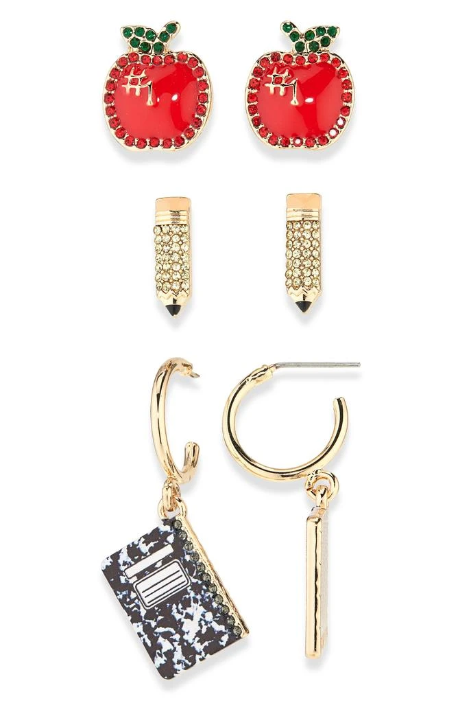 商品BAUBLEBAR|3-Pack Back to School Crystal Stud Earrings,价格¥96,第1张图片