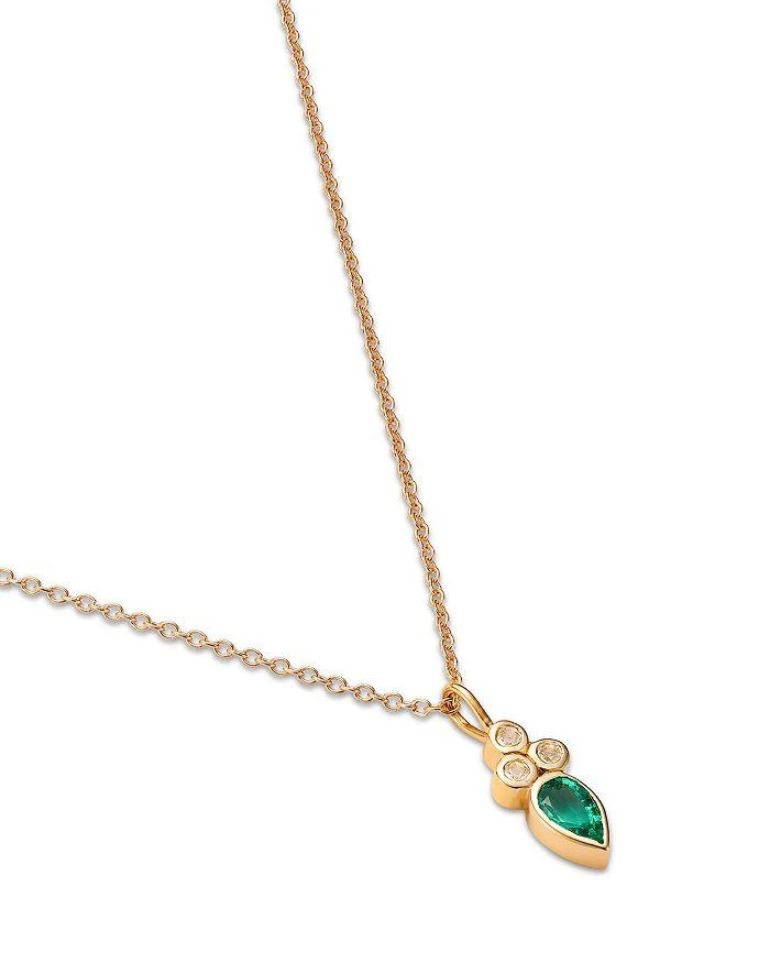 商品Moon & Meadow|14K Yellow Gold Italy Emerald & White Topaz Bezel Pendant Necklace, 16-18" - Exclusive,价格¥10966,第3张图片详细描述