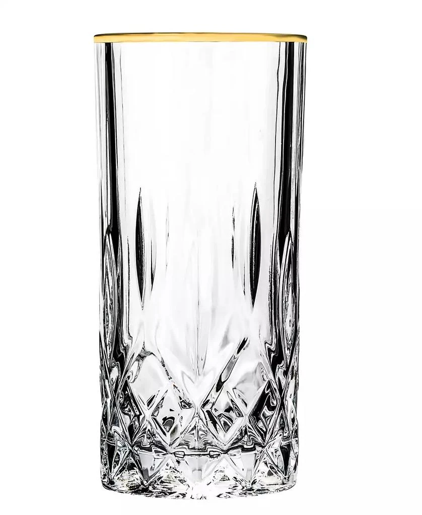 商品Lorren Home Trends|Opera Gold Collection 4 Piece Crystal High Ball Glass with Gold Rim Set,价格¥364,第2张图片详细描述