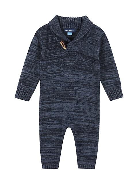 Baby Boy's Shawl Collar Coveralls & Booties Set商品第3张图片规格展示