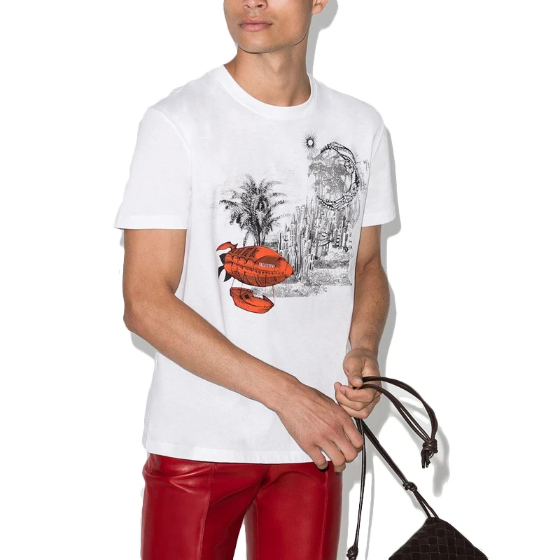 VALENTINO 华伦天奴 男士白色棉质T恤 UV3MG07M-6HU-A7D 商品