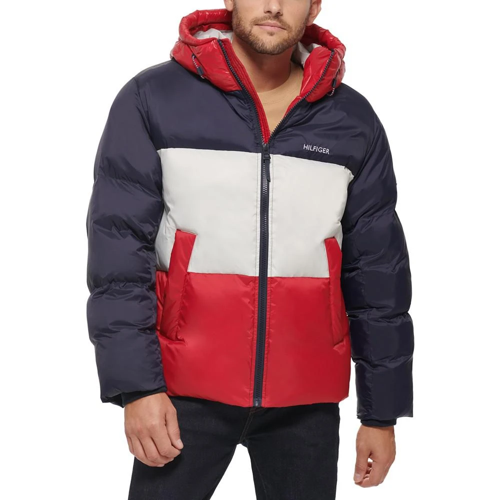 商品Tommy Hilfiger|Men's Colorblock Performance Hooded Puffer Jacket,价格¥1102,第1张图片