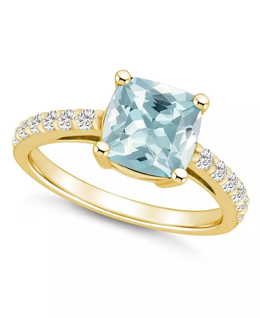 商品Macy's|Aquamarine (2 Ct. T.W.) and Diamond (1/3 Ct. T.W.) Ring in 14K Yellow Gold,价格¥10469,第1张图片