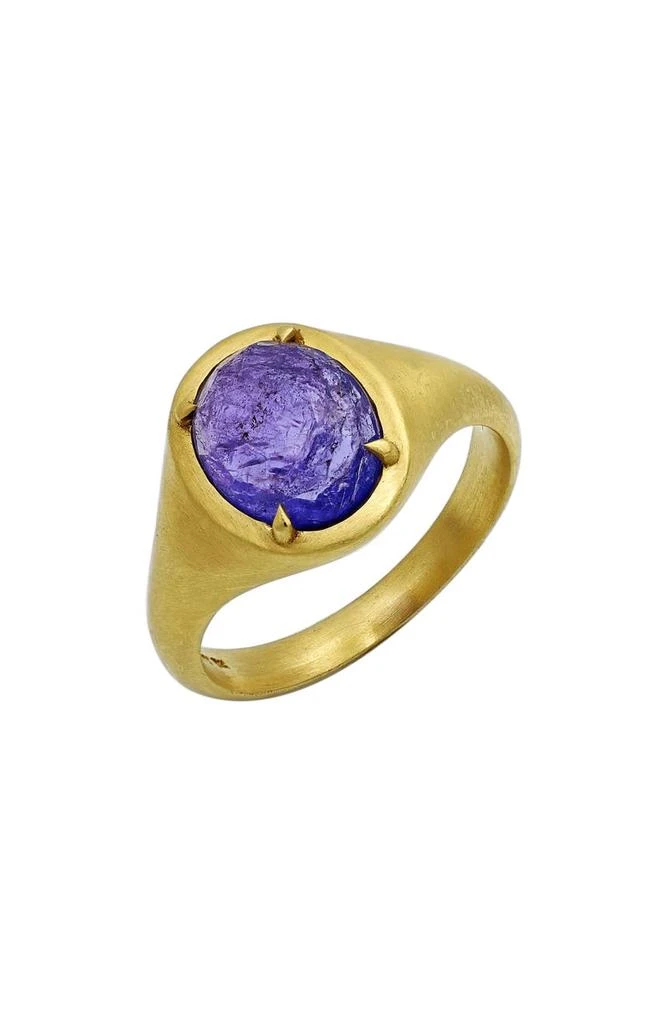 商品Bony Levy|18K Gold Oval-Cut Tanzanite Brushed Ring,价格¥6747,第1张图片