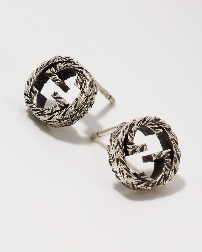 Interlocking G 10mm Stud Earrings in Aged Silver商品第3张图片规格展示