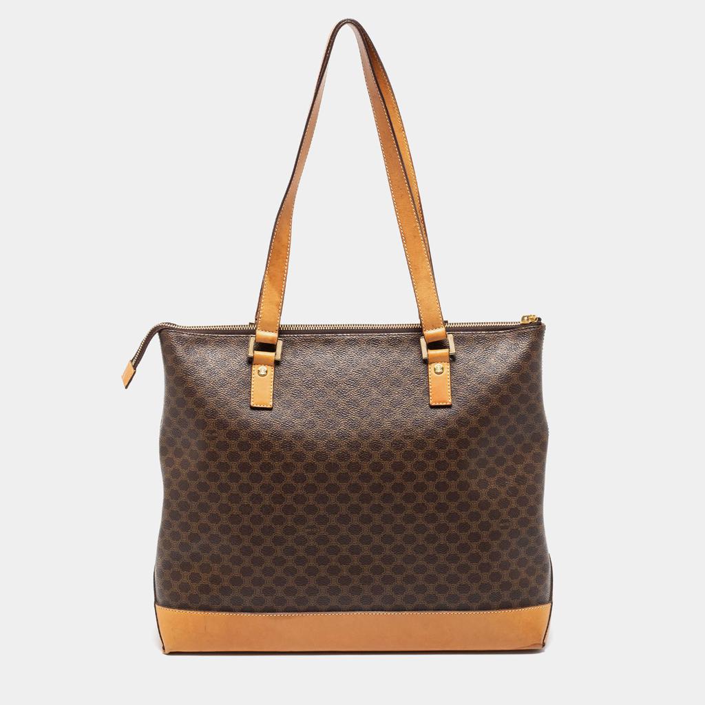 Celine Brown Macadam Coated Canvas And Leather Vintage Tote商品第4张图片规格展示