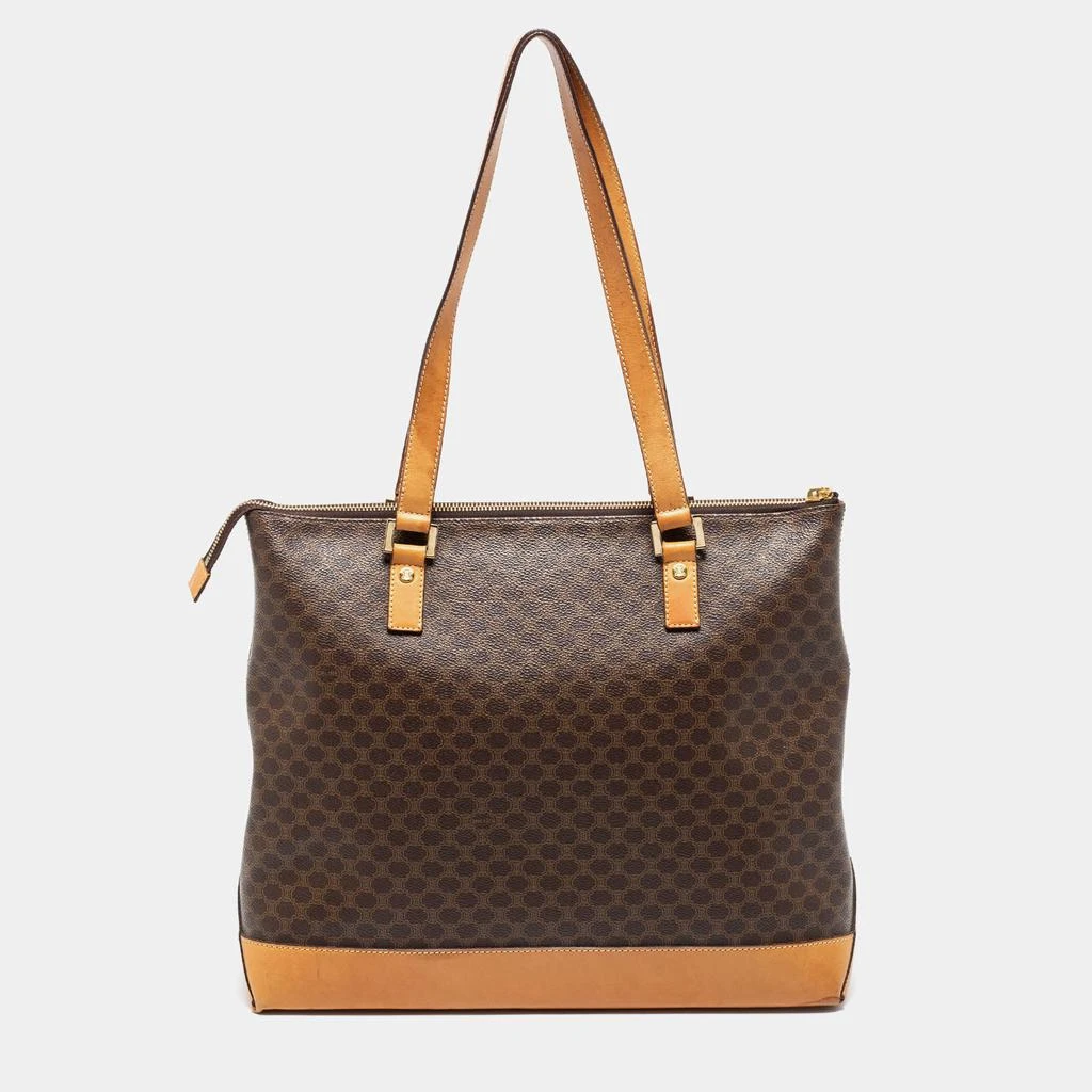 商品[二手商品] Celine|Celine Brown Macadam Coated Canvas And Leather Vintage Tote,价格¥1597,第4张图片详细描述