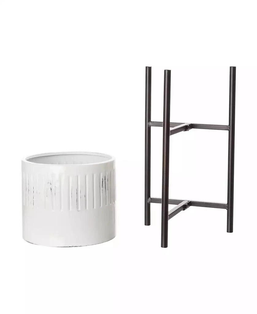 商品Glitzhome|Washed White Metal Plant Stands Set of 3,价格¥1373,第2张图片详细描述