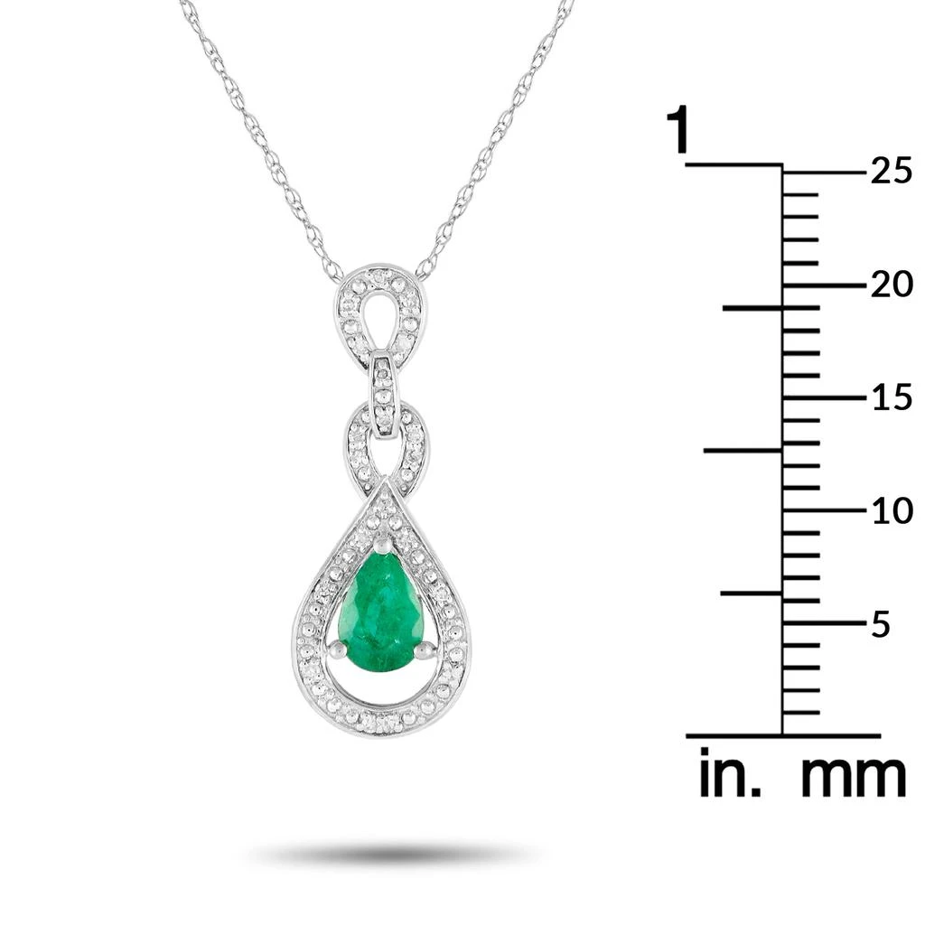 商品LB Exclusive|14K White Gold 0.08ct Diamond and Emerald Pendant Necklace PD4-16318WEM,价格¥2459,第4张图片详细描述