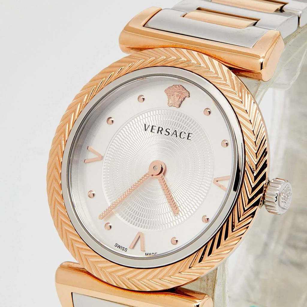 商品[二手商品] Versace|Versace Silver Two Tone Stainless Steel V-Motif VERE00718 Women's Wristwatch 35 mm,价格¥2643,第2张图片详细描述