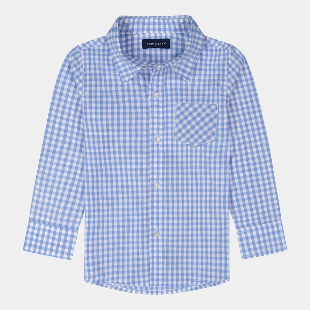 商品Andy & Evan|Boys Gingham Button Down Shirt,价格¥77,第1张图片