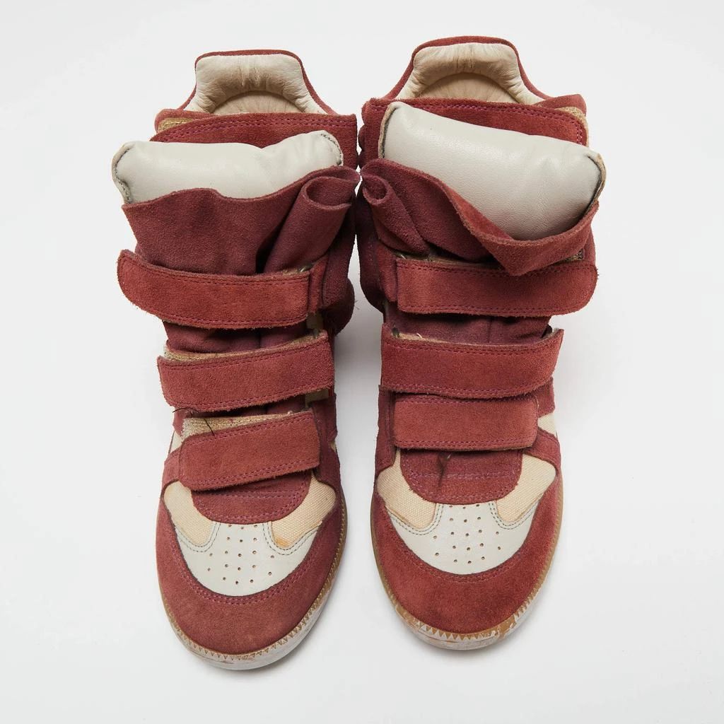 商品[二手商品] Isabel Marant|Isabel Marant Brown/Burgundy Suede And Leather Bekett Wedge Sneakers Size 39,价格¥1000,第3张图片详细描述