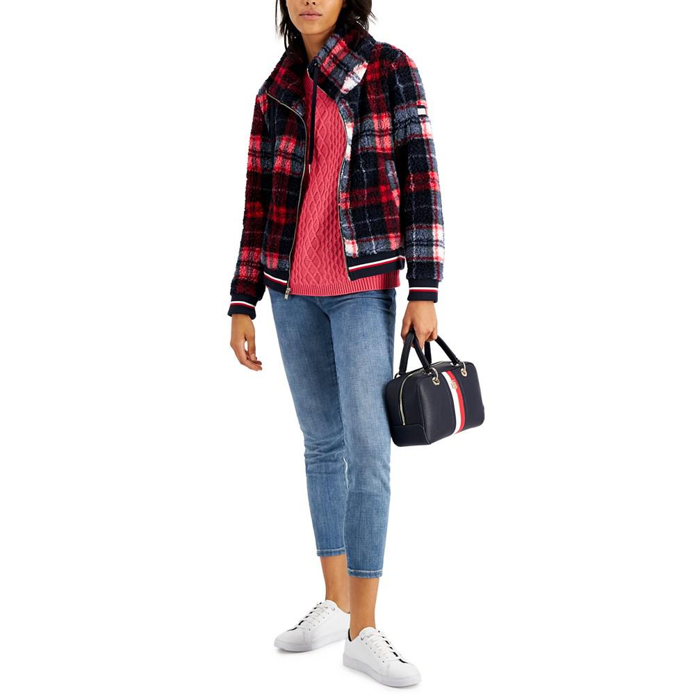 Women's Plaid Zip Sherpa Jacket商品第3张图片规格展示