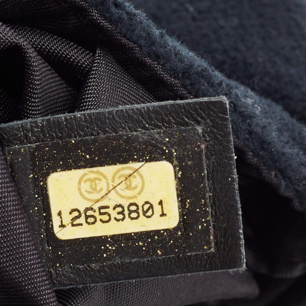 Chanel Black/Grey Corduroy And Patent Leather Cambon Shoulder Bag商品第8张图片规格展示