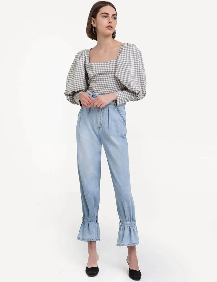 Eli Plaid Puffy Sleeve Button Shirt 商品
