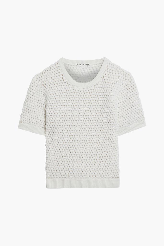 商品Alice + Olivia|Embellished crochet-knit wool-blend top,价格¥1828,第1张图片